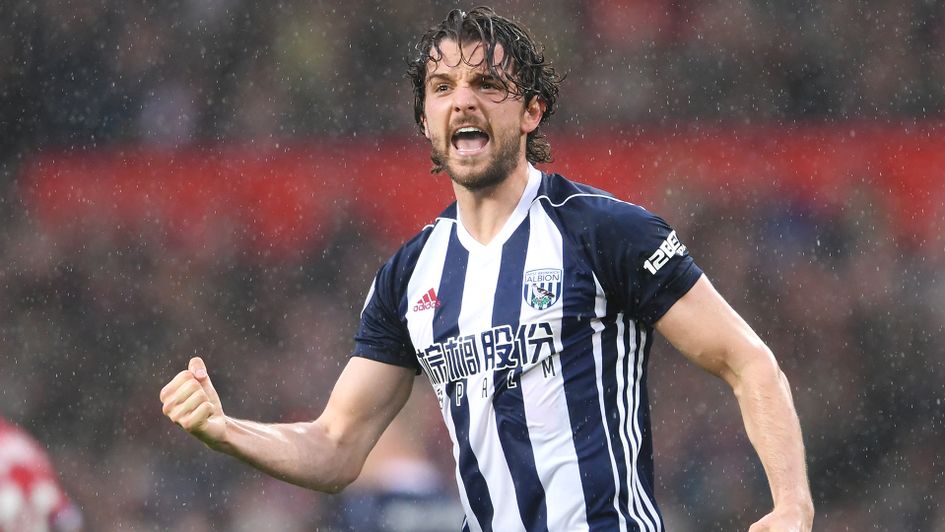 Jay Rodriguez celebrates after scoring v Manchester United