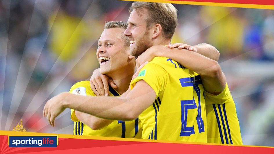 Sweden celebrate their goal v Mexico at the World Cup