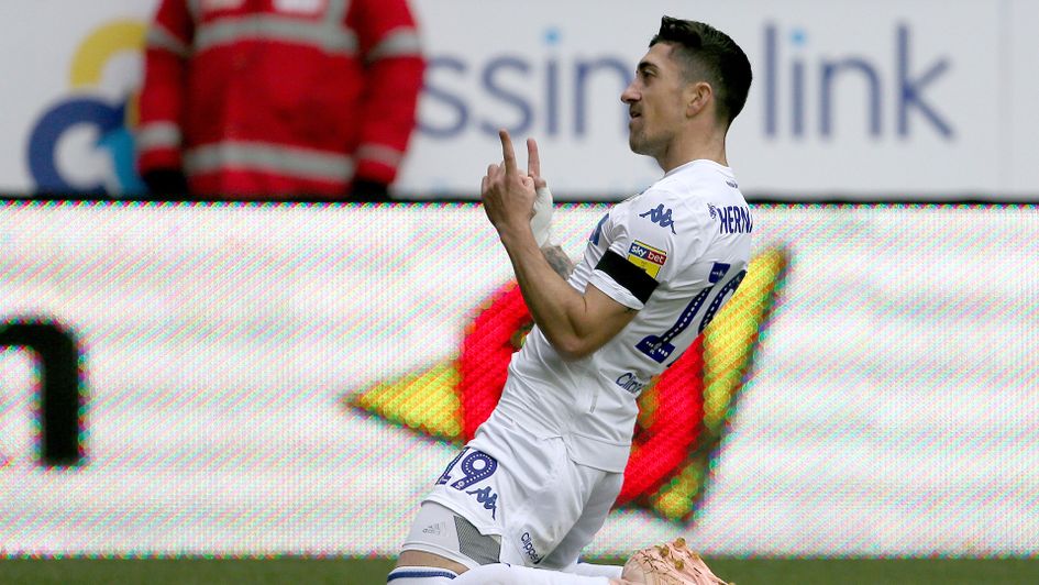 Pablo Hernandez celebrates after scoring for Leeds against Wigan