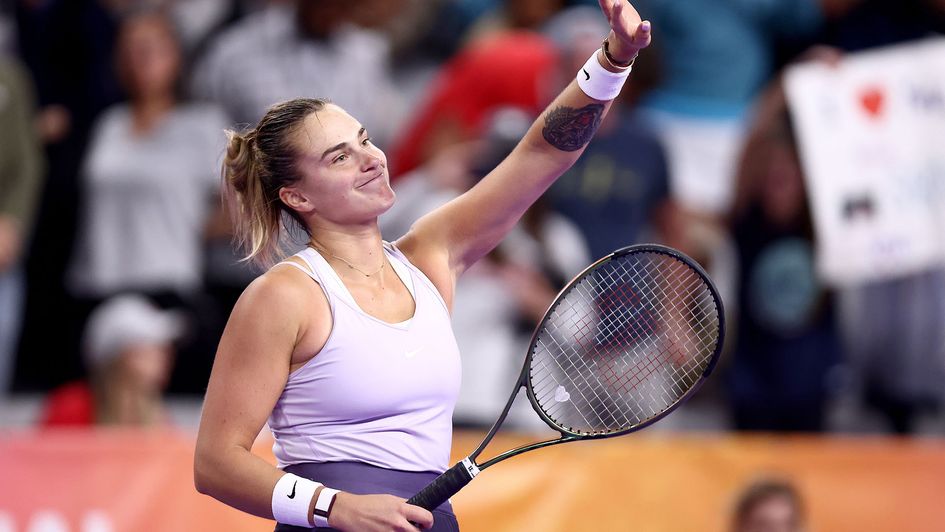 Aryna Sabalenka celebrates