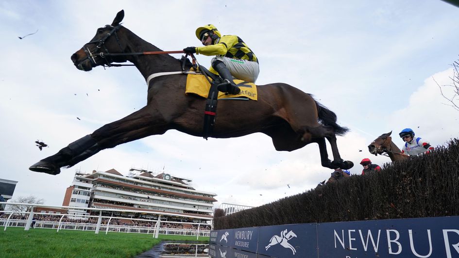 Shishkin clears the water jump at Newbury