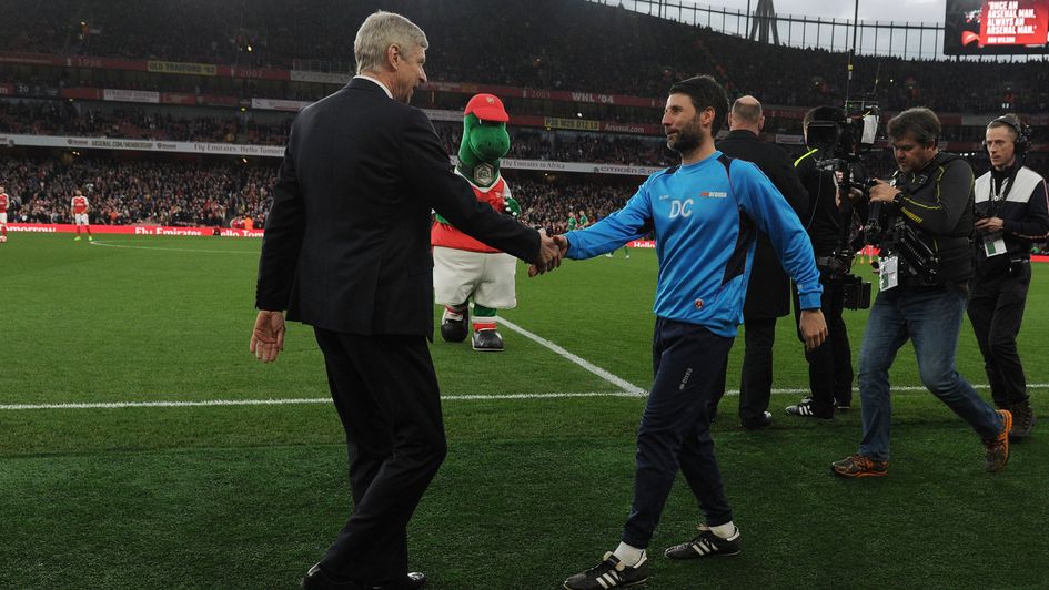 Arsene Wenger and Danny Cowley meet at the Emirates in 2017