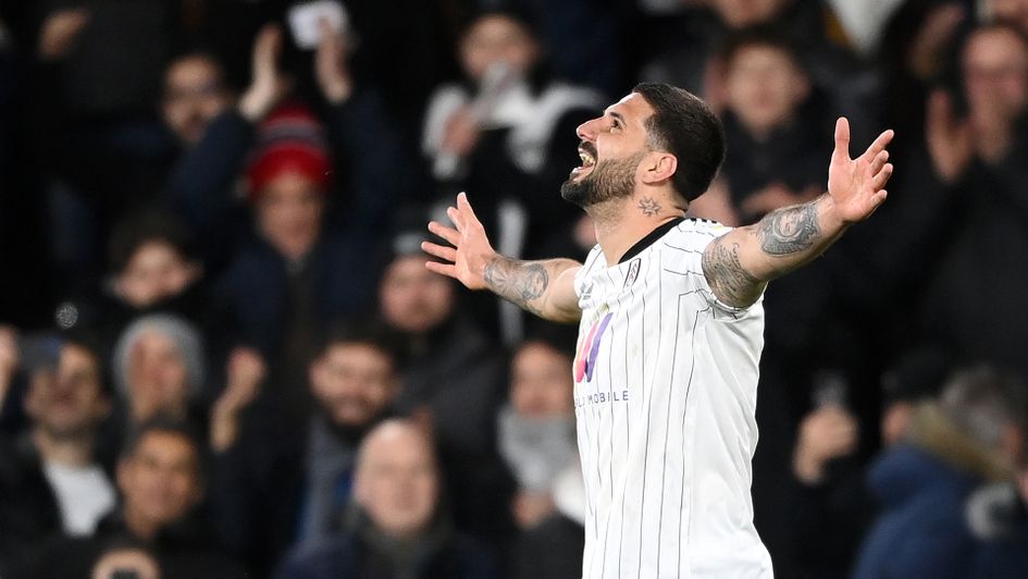 Aleksandar Mitrovic celebrates his goal against Peterborough