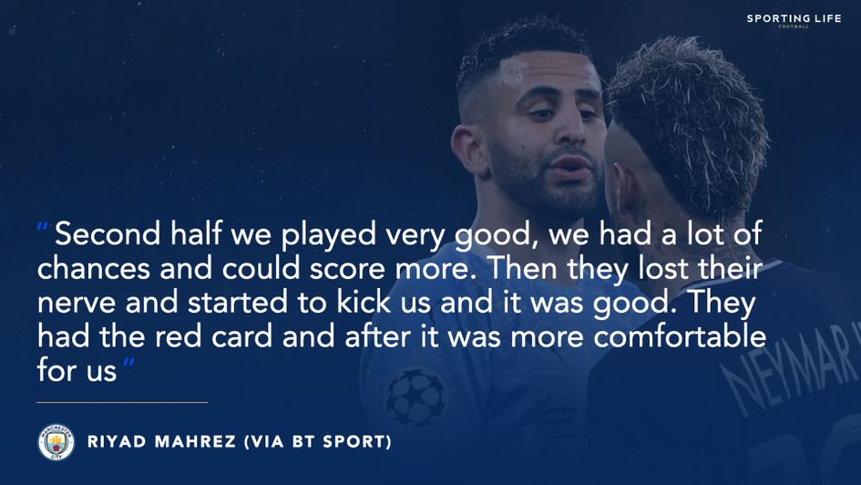 Riyad Mahrez after Manchester City's victory over PSG