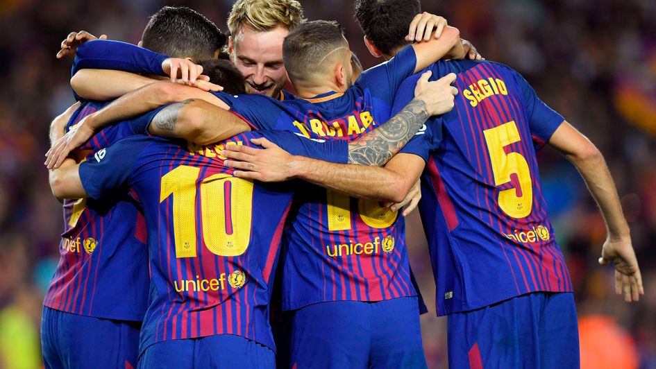 Barcelona celebrate another Lionel Messi goal