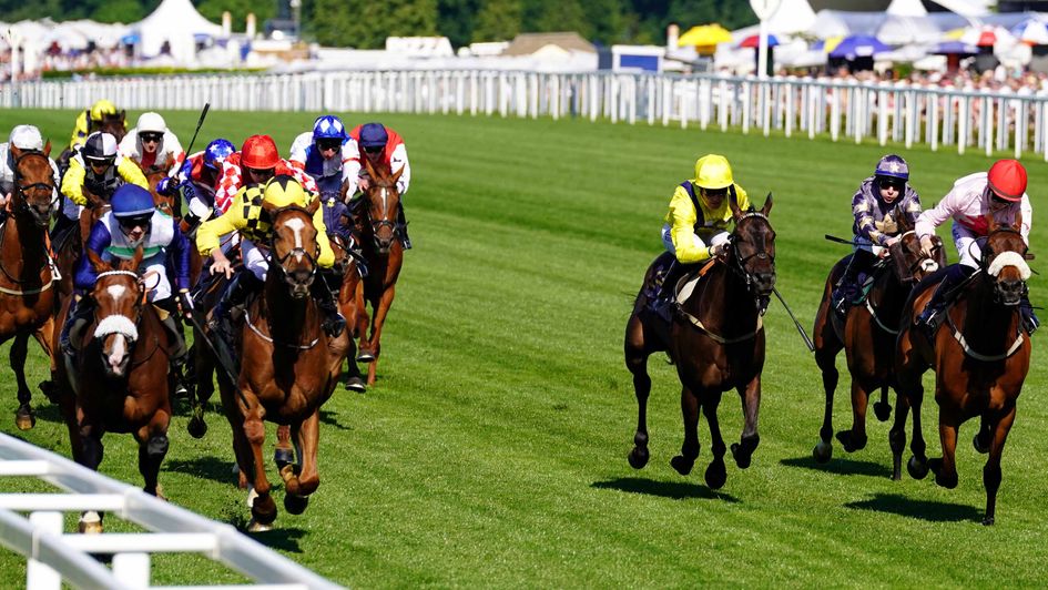 Coltrane (left) holds on in the Ascot Stakes