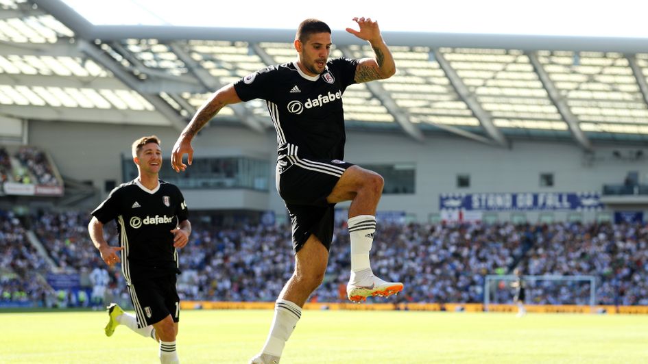 Aleksandar Mitrovic of Fulham celebrates after scoring