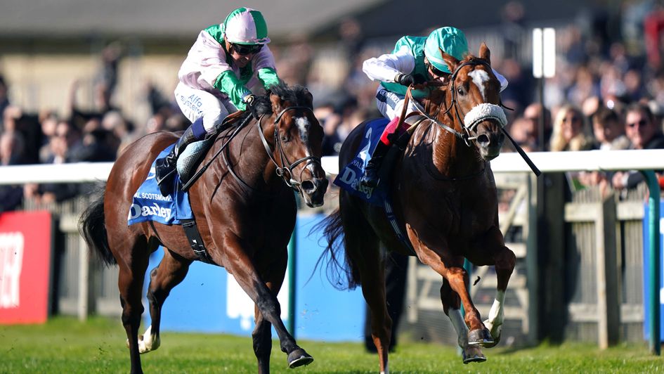 Chaldean (right) sees off Royal Scotsman in the Dewhurst