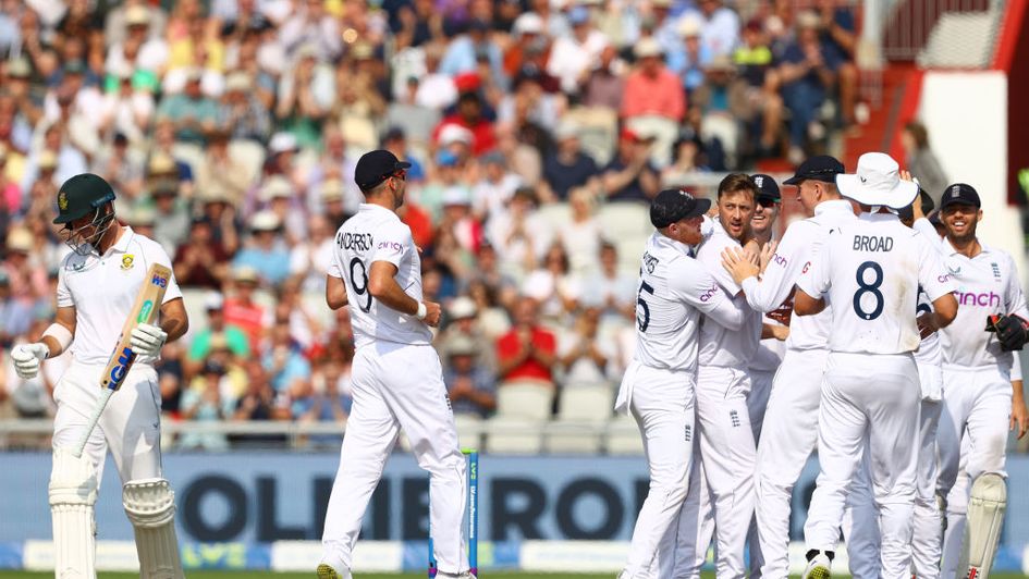 England celebrate on the way to a comfortable win in the second Test