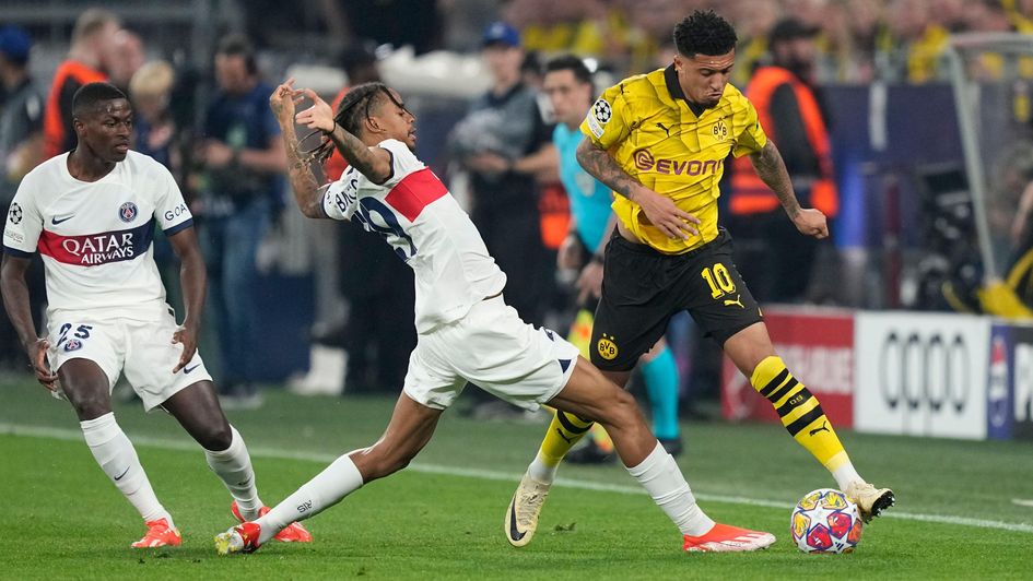 Jadon Sancho in action against PSG