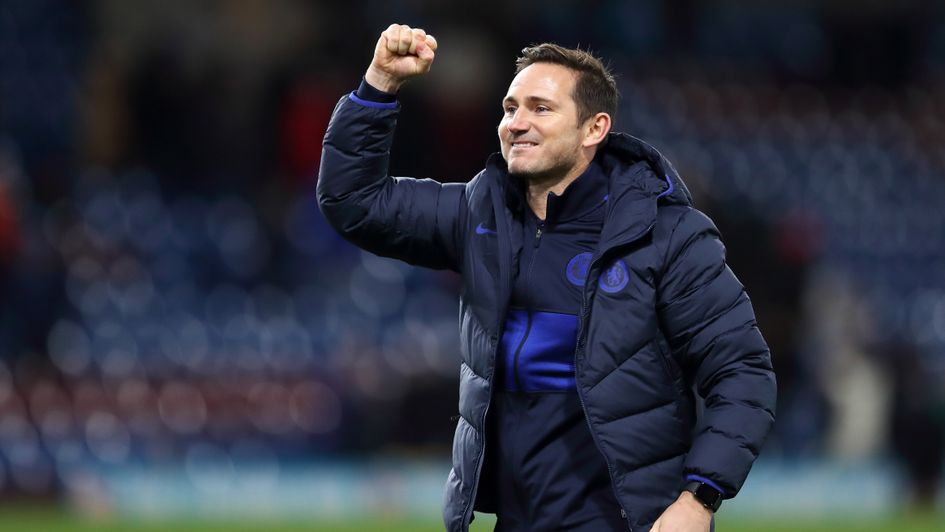 Frank Lampard: Chelsea boss celebrates their Premier League win at Burnley