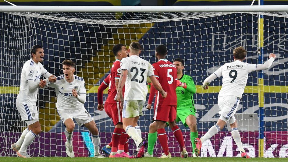 Diego Llorente (second left) celebrates after scoring the equaliser