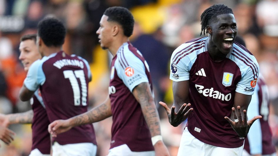 Aston Villa's Amadou Onana celebrates