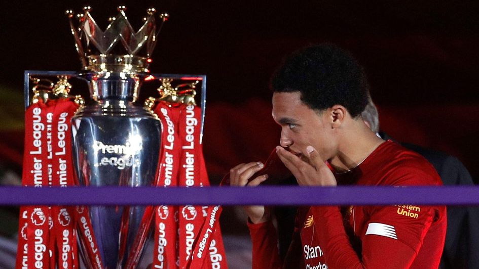 Trent Alexander-Arnold with the Premier League trophy