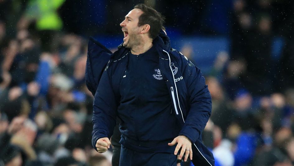 Frank Lampard celebrates his perfect start as Everton boss