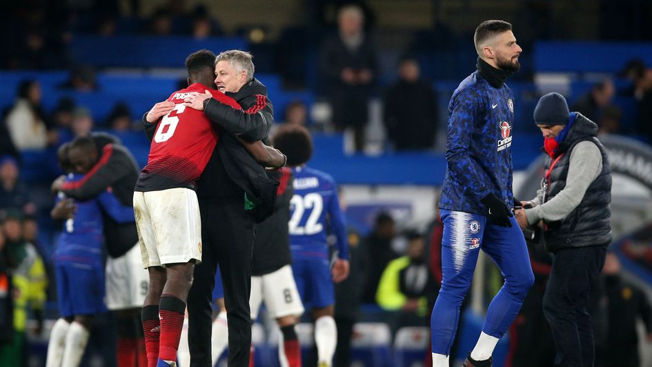 Paul Pogba and Ole Gunnar Solskjaer celebrate