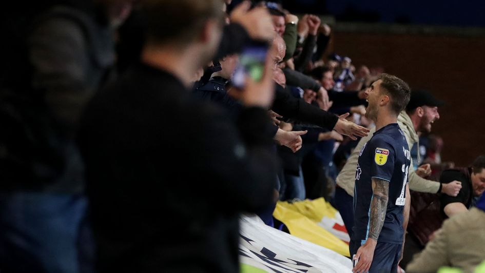 Danny Mayor celebrates his goal against Tranmere