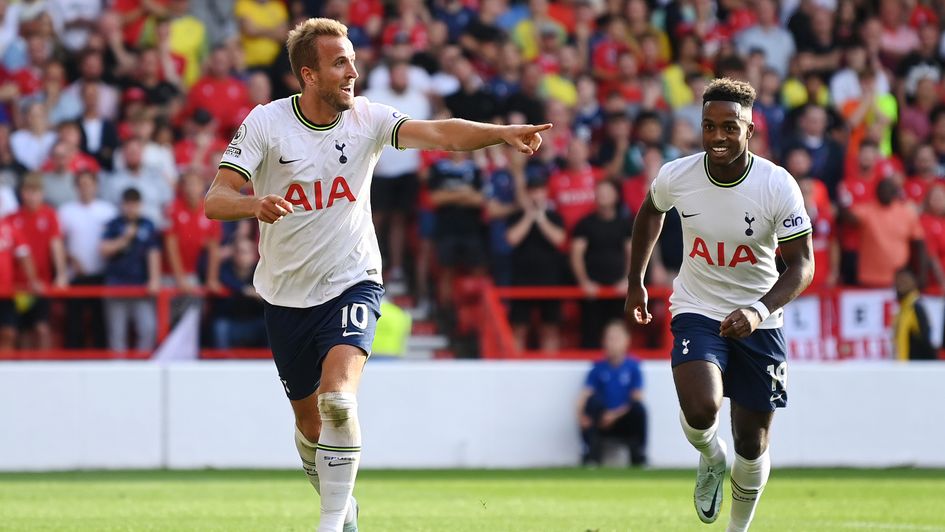 Harry Kane: Tottenham forward celebrates his goal at Nottingham Forest