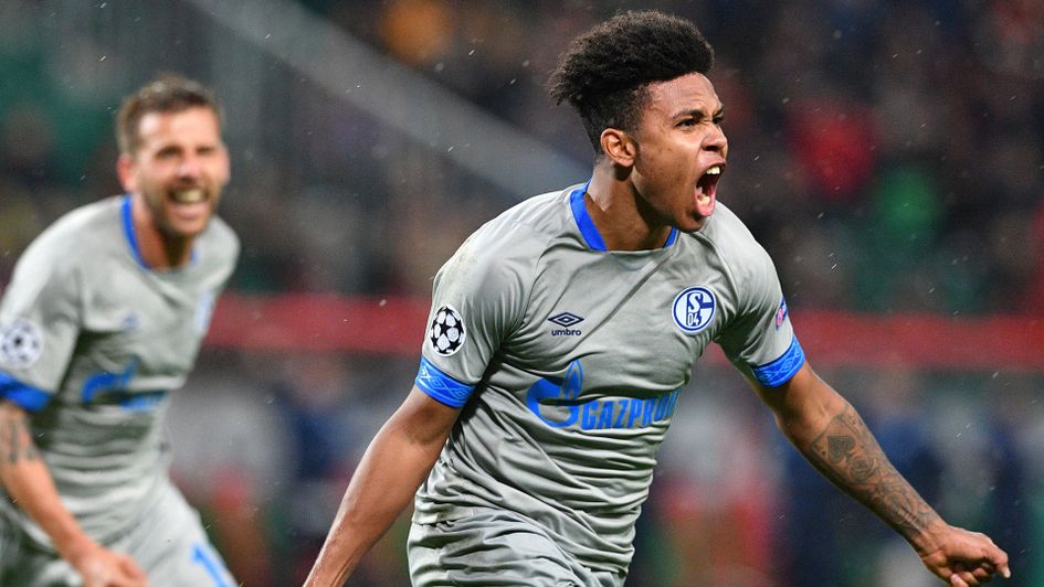 Weston McKennie celebrates after scoring against Lokomotiv Moscow