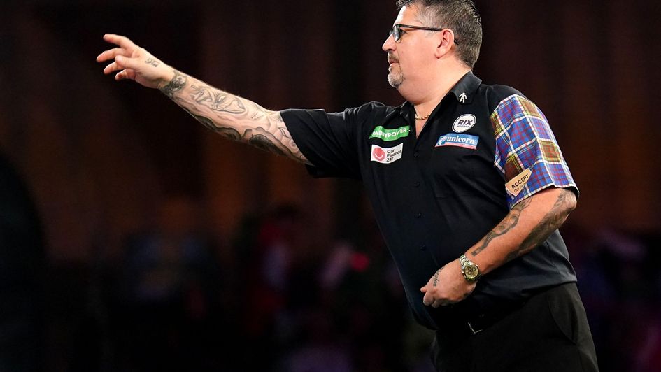 Gary Anderson in action on night two of the World Darts Championship