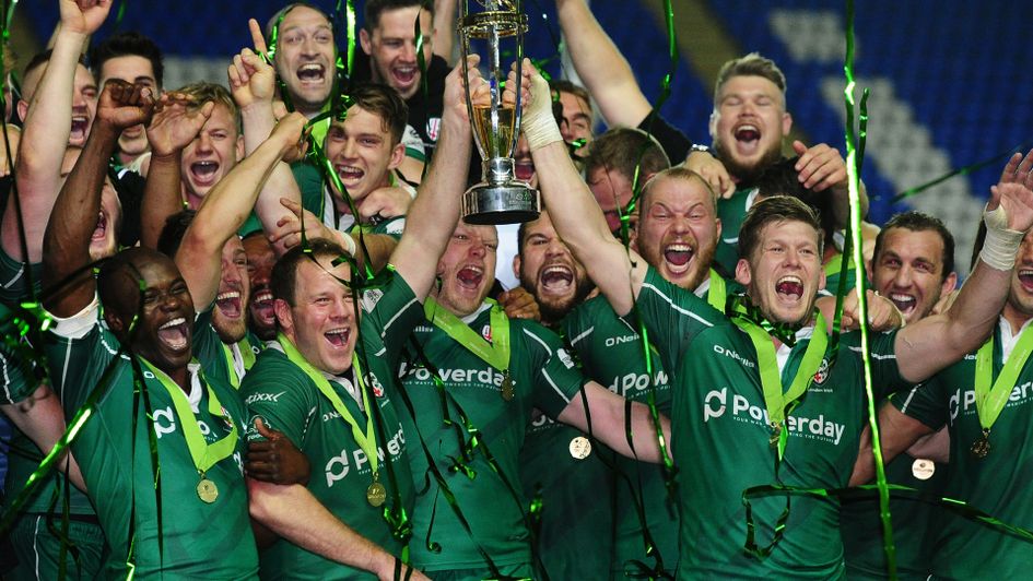 London Irish lift the trophy