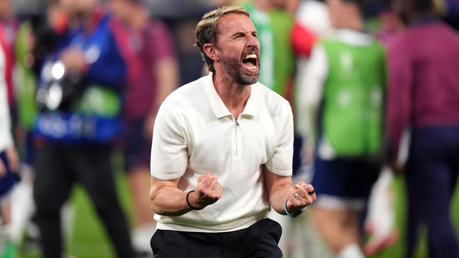 Gareth Southgate celebrates England's win over the Netherlands