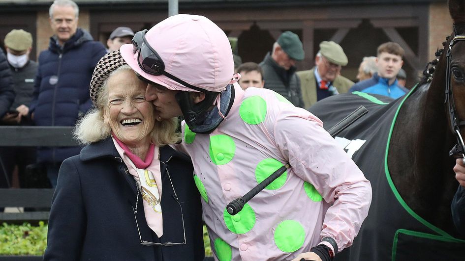 Patrick Mullins kisses grandmother Maureen Mullins