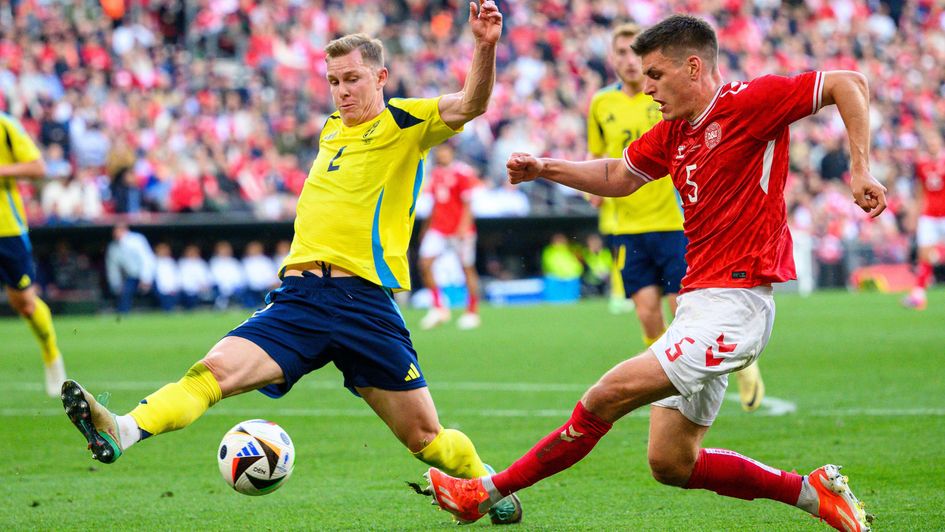 Joakim Mæhle in action against Sweden