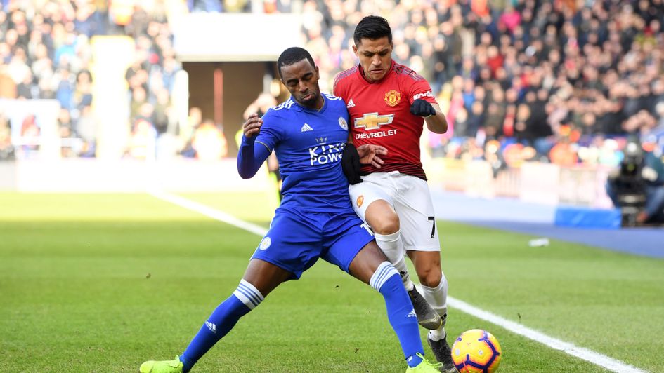 Action from Leicester v Man United