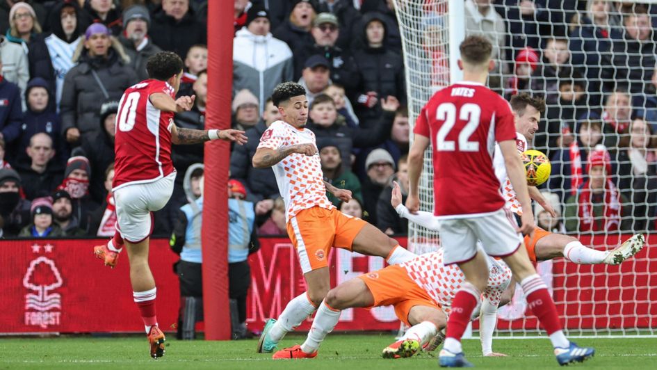 Morgan Gibbs-White scores for Nottingham Forest against Blackpool in the FA Cup