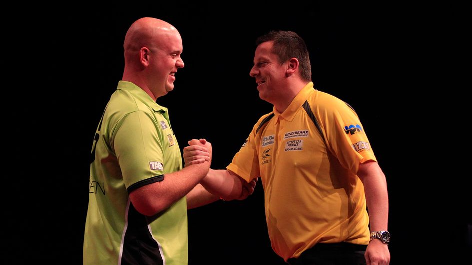 Michael van Gerwen and Dave Chisnall in 2016