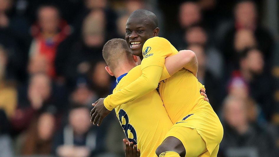 N'Golo Kante celebrates his goal for Chelsea