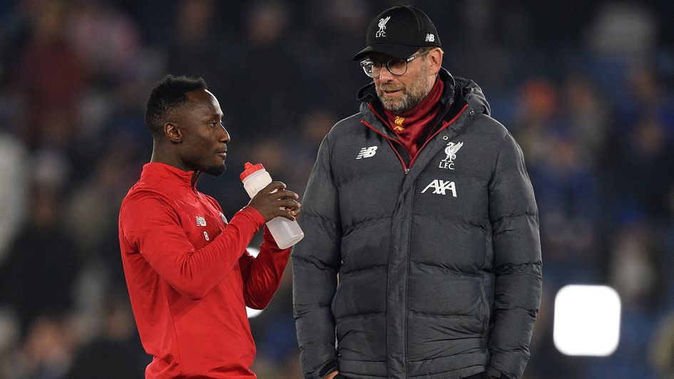 Jurgen Klopp in conversation with Naby Keita