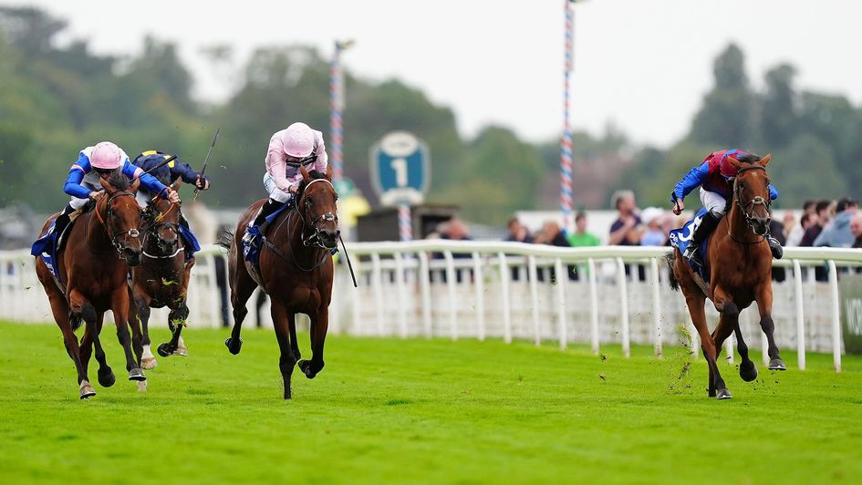 Content (far right) wins the Yorkshire Oaks