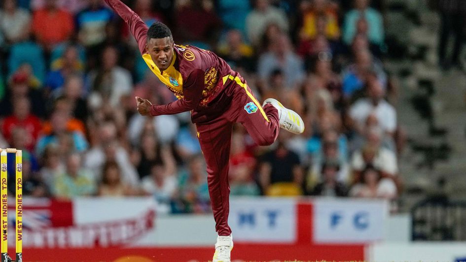 Akeal Hosein bowling in The Hundred