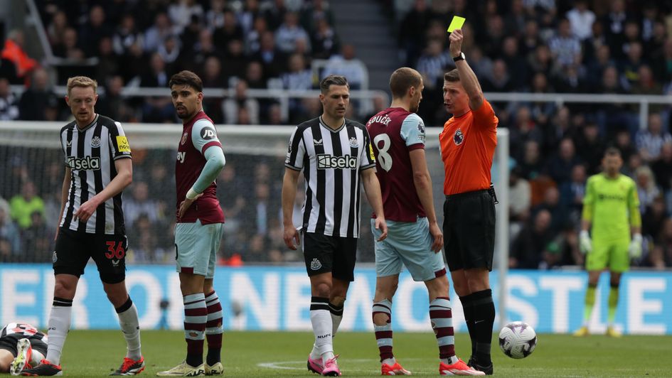 Tomas Soucek was booked on his last visit to St. James' Park in March