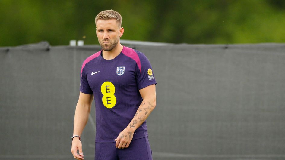 Luke Shaw in England training at the Euros