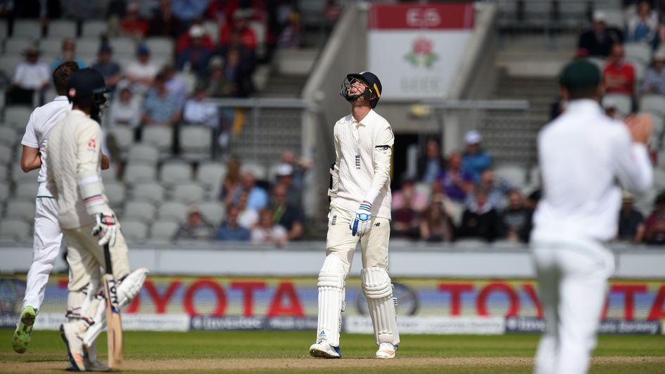 Stuart Broad falls on the fourth morning