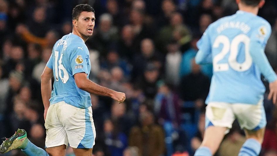 Rodri celebrates his goal against Chelsea