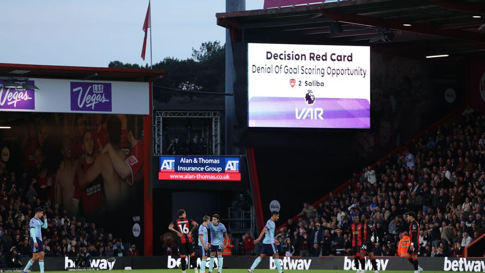 William Saliba marches off following a VAR review