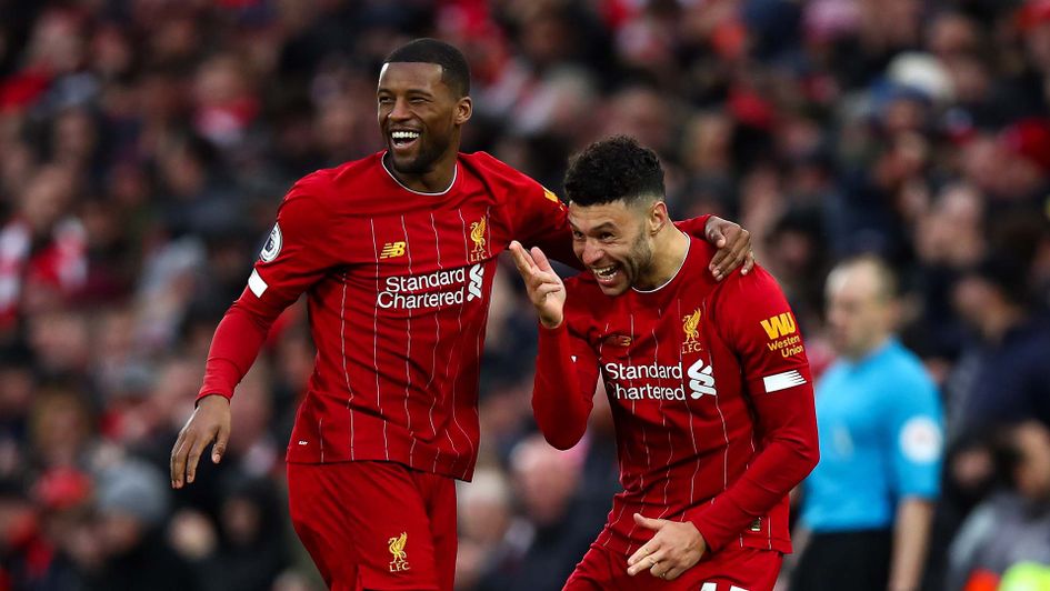 Alex Oxlade-Chamberlain celebrates scoring for Liverpool