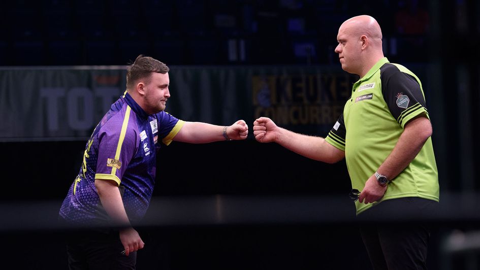 Luke Littler and Michael van Gerwen (Picture: Kelly Deckers/PDC)