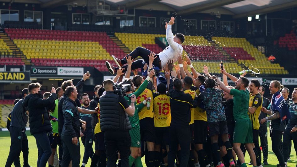 Watford celebrate promotion to the Premier League