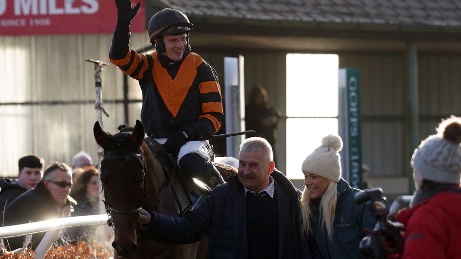 Nick Rockett and jockey Paul Townend after winning the Goffs Thyestes Handicap Chase