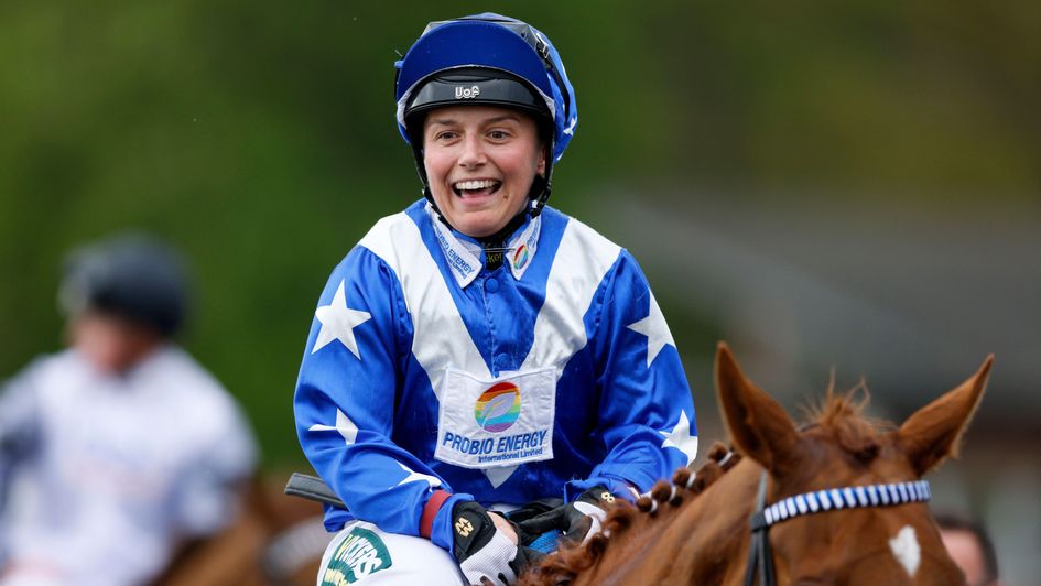 Amie Waugh is all smiles after Heavenly Heather's shock win