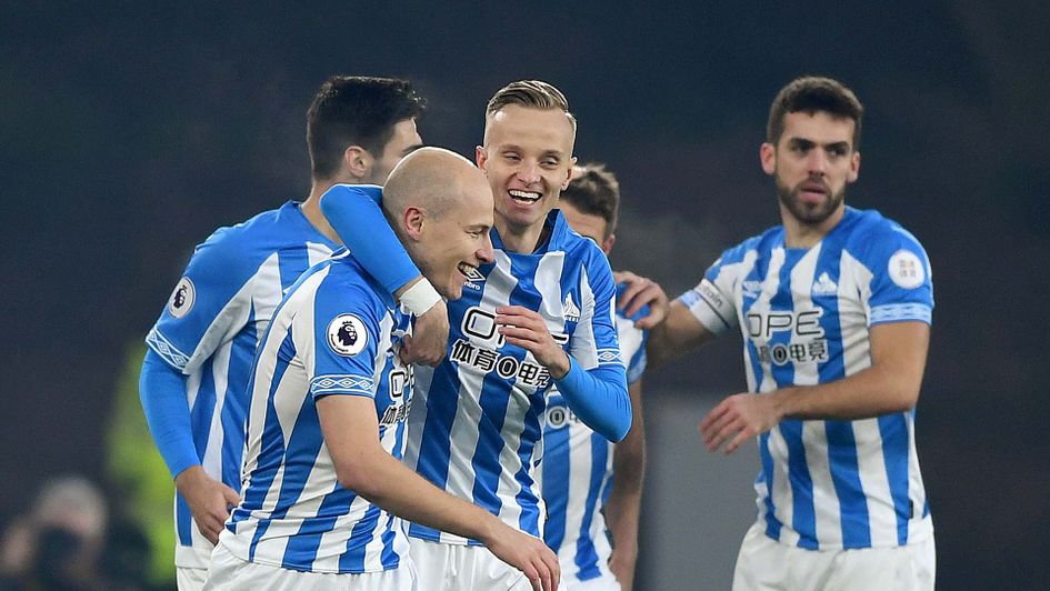 Aaron Mooy celebrates scoring for Huddersfield