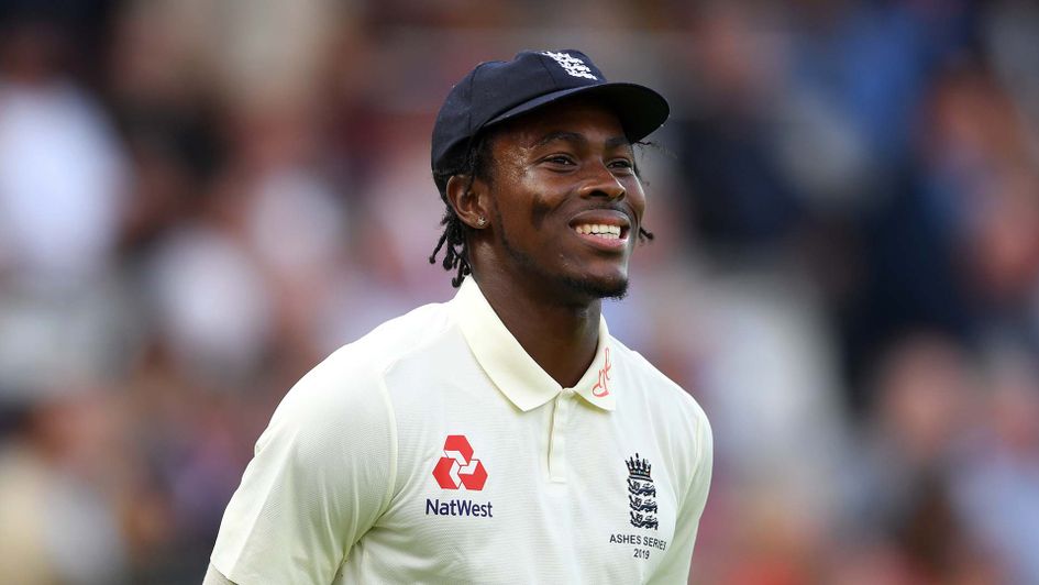 Jofra Archer in Ashes Test action for England against Australia