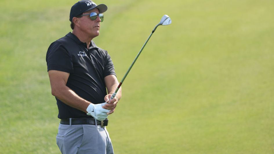 Phil Mickeson prepares for the PGA Championship in Monday's practice round