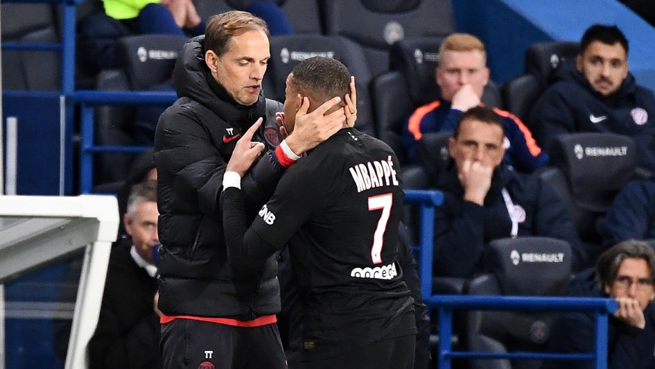 Kylian Mbappe (right): France forward clashed with PSG boss Thomas Tuchel after being substituted in their win over Montpellier