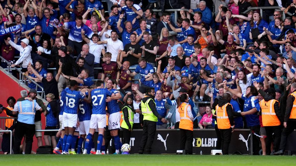 Ipswich celebrate their late equaliser